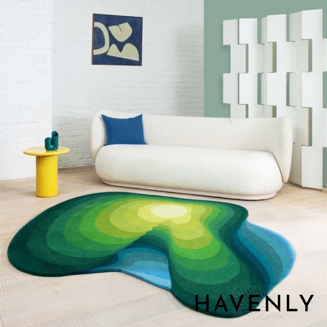 Green Gradient Organic Abstract Hand Woven Area Rug