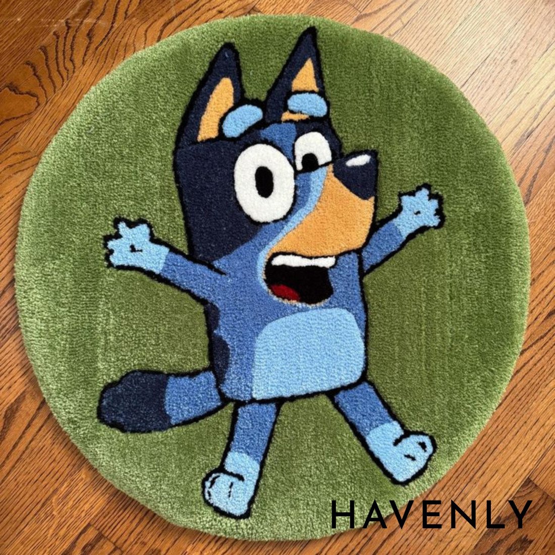 Round Bluey Cartoon Kids Hand Woven Round Deco Rug