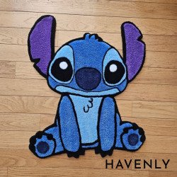 Stitch Cartoon Kids Hand Woven Round Deco Rug