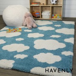 Blue Sky White Fluffy Clouds Kids Hand Woven...