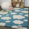 Blue Sky White Fluffy Clouds Kids Hand Woven Decor Rug