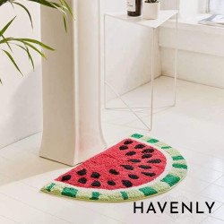 Watermelon Half-Round Hand Woven Mat