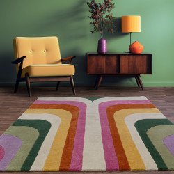 Retro Hand Woven Pink/Yellow/Green Area Rug