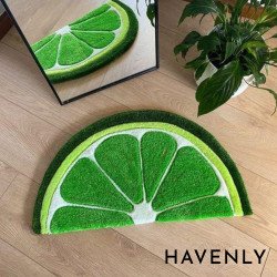 Half Round Lime Slice Hand Woven Mat