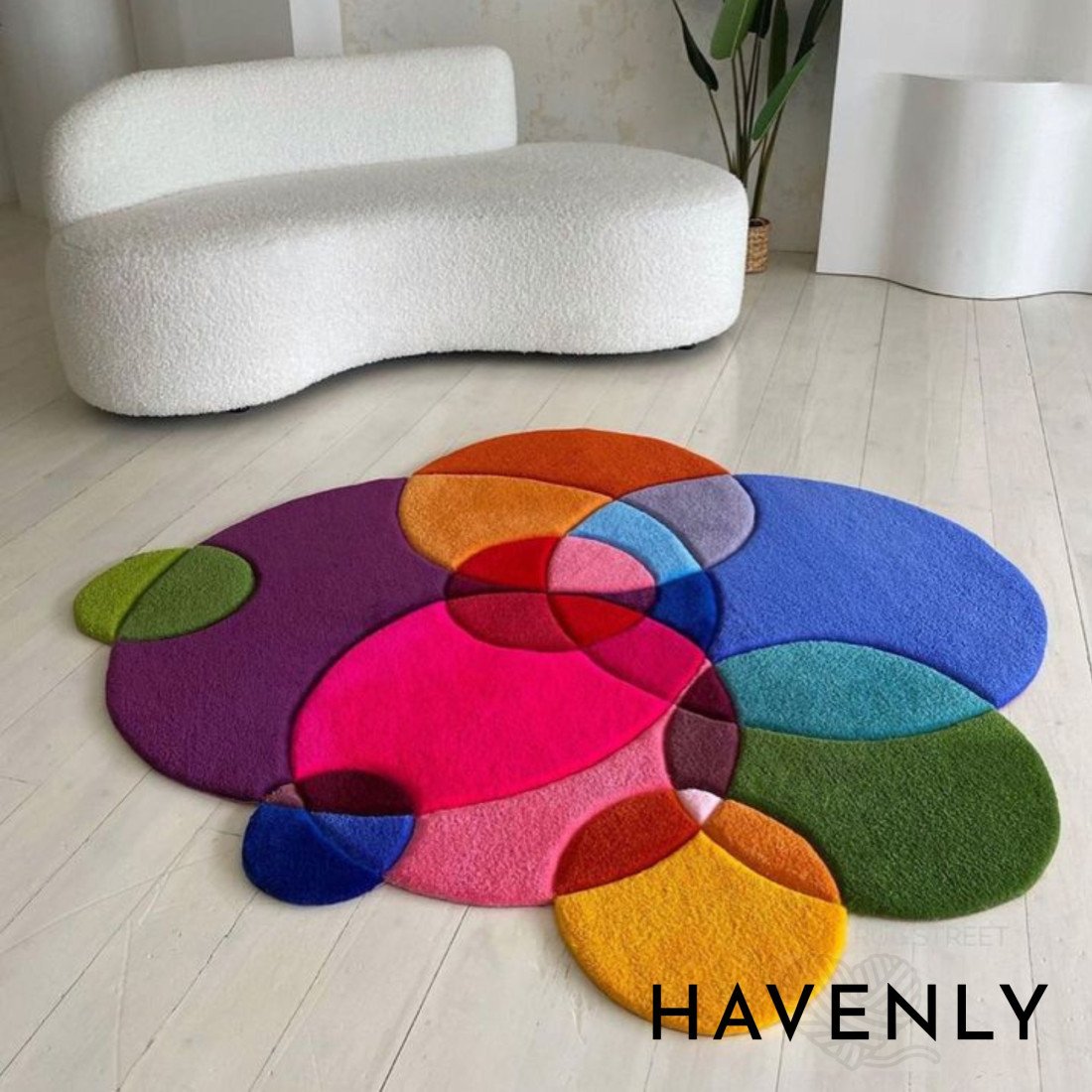 Overlapping Bold Circles Geometric Hand Woven Area Rug