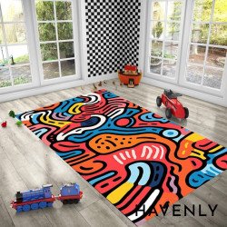 Fun Abstract Bold Coloured Hand Woven Area Rug