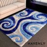 Blue and White Swirls Abstract Hand Woven Area Rug